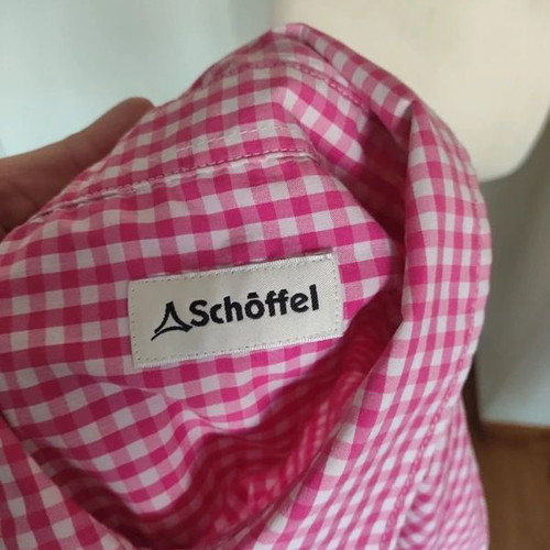 Schoeffel women's pink-white checkered shirt like new, size L/XL