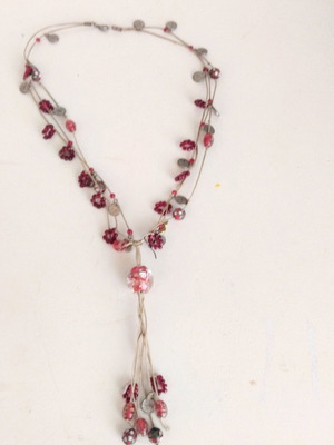 Beaded necklace used, ethnic red beads