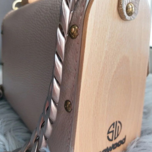 Sowood shoulder bag new leather and wood pink