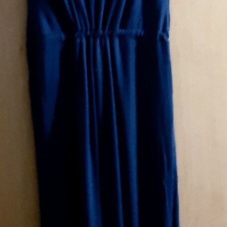 Long hooded dress M/L, dark blue, cotton, sleeveless, used