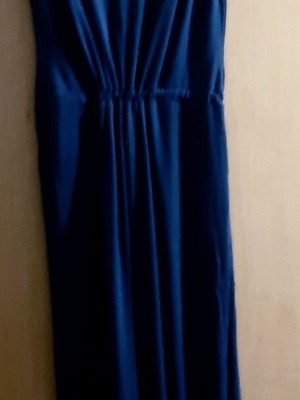 Long hooded dress M/L, dark blue, cotton, sleeveless, used
