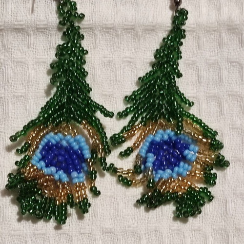 Handmade knitted earrings with beads new