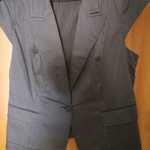 Women's set pants vest new, gray with white stripe