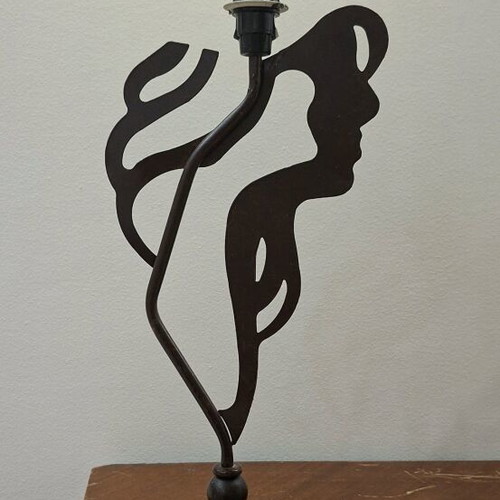 Metal lamp used, 45 cm height, brown color
