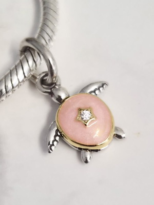 Pandora Dangle Charm Pink Sea Turtle with Murano Glass and 925 Silver new
