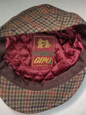 GIPO flat cap new, all-wool Glen check pattern, size Small 56