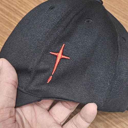 Hat with red cross symbol new, black and red