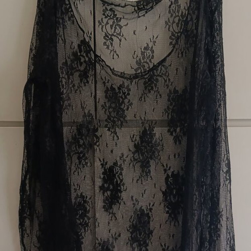 Blouse with Long Sleeves Floral Pattern Like New, Black, Size S