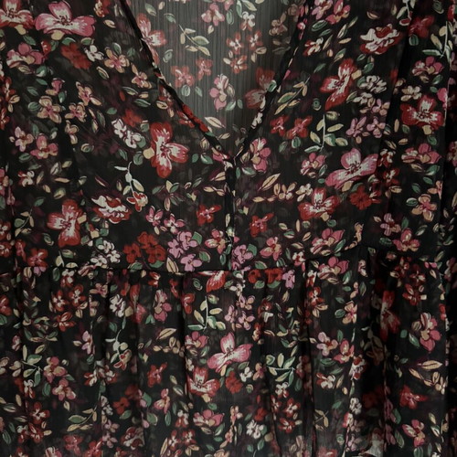 Stradivarius crop shirt, black floral transparent