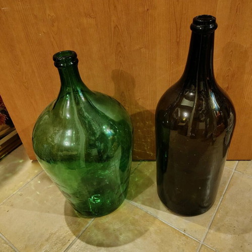 Glass bottles like new, large, set of 2