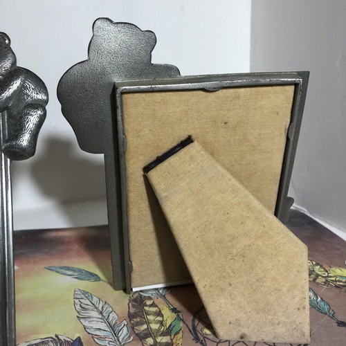 Royal Selangor pewter teddy bear photograph frames used, set of two