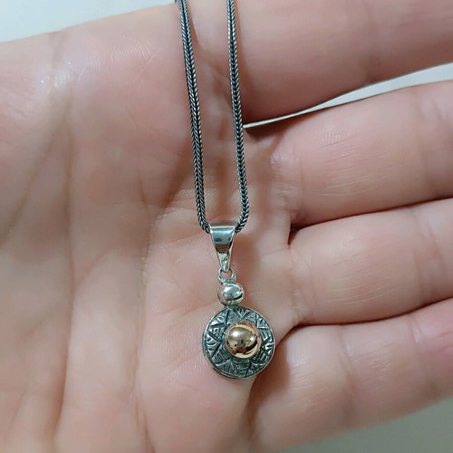 Byzantine pendant silver 925 and 14k gold new