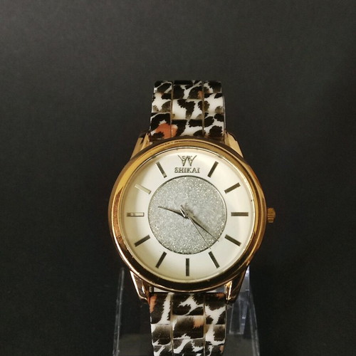 Watch with leopard silicone strap like new, women's