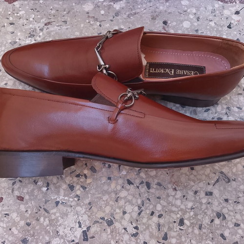 Cesare Paciotti Horsebit leather loafer size 41 new, cognac brown
