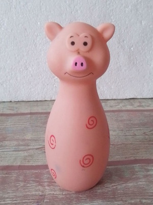 Rubber Squeezable Pig Toy used with sound