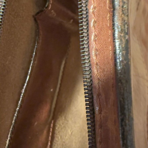 Leather briefcase used, brown, genuine leather