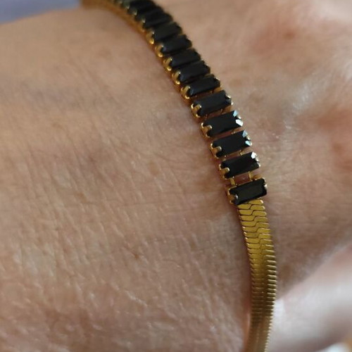 Gold Bracelet with Black Zircons like new