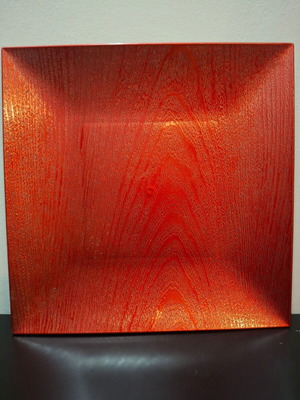 Decorative platter like new, red, plastic with glossy wood imitation