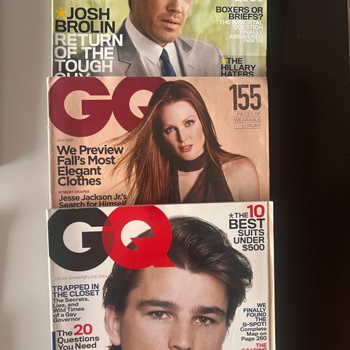 GQ magazines used, set of 16, American, British, French, Italian editions