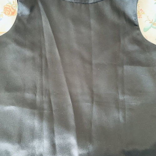 Handmade black silk crepe sleeveless top, size L