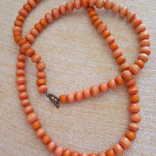 Orange long wooden necklace like new