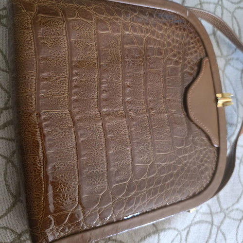 Vintage Almada leather shoulder bag cognac brown from the 80s