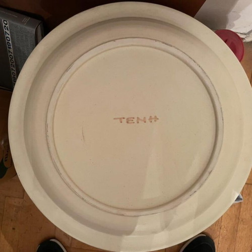 Decorative ceramic platter with leaves like new, vintage style