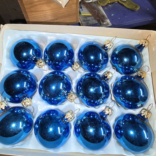 Vintage small blue glass Christmas ornaments like new