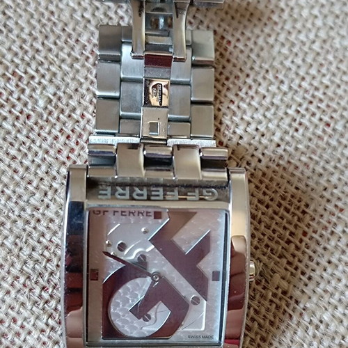GF Ferre Quartz men's watch used, silver