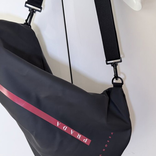 Prada Luna Rossa bag new, black with red stripe, waterproof backpack