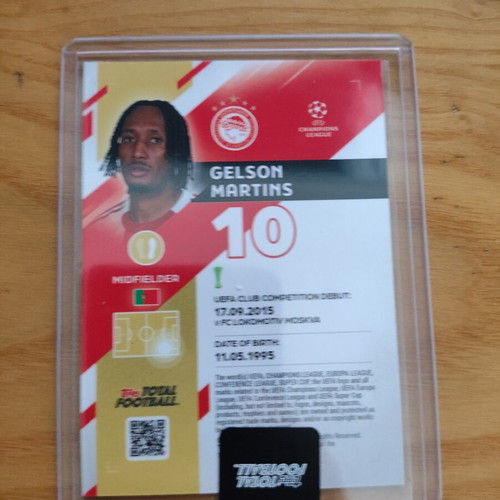 Topps Total Football Gelson Martins Olympiacos card like new, limited to 50
