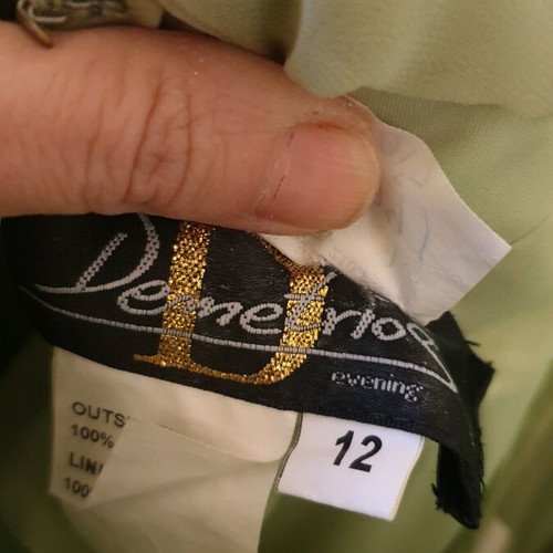 Demetrios formal dress green like new, size L