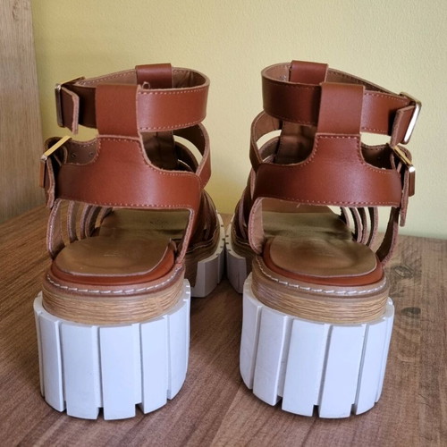 Favela Flatform Sandals No38 Like New Brown Leather