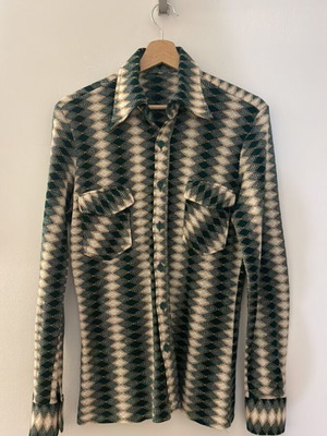 Shirt new with Missoni-like pattern, beige and green