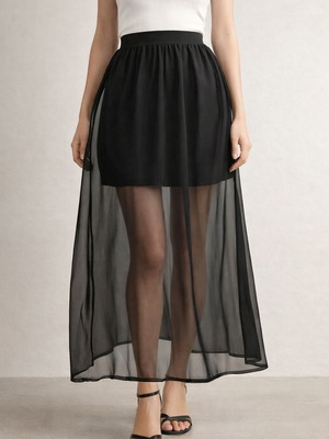 Chiffon skirt H&M Divided black like new, size EUR 32