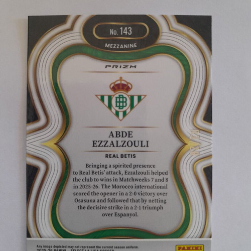 Panini Select Abde Ezzalzouli Soccer Card like new, Real Betis 2025-2026