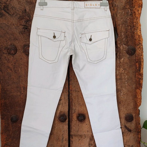 Sisley vintage white skinny cropped jeans size S like new
