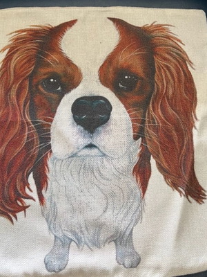 Pillow cover used 45x45 with Cavalier King Charles dog print