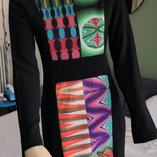 Desigual dress new, size medium, black with colorful patterns