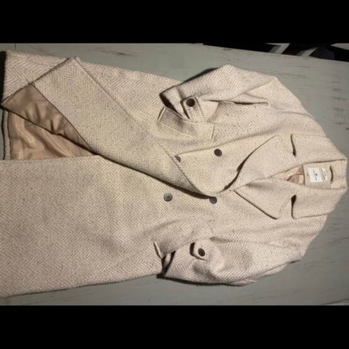 Tom Tailor women's coat vintage herringbone off white medium like new