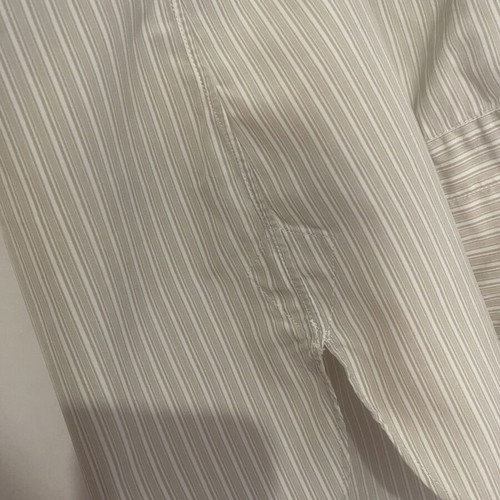 Charvet men long-sleeve shirt like new, beige striped, French cuff, cotton