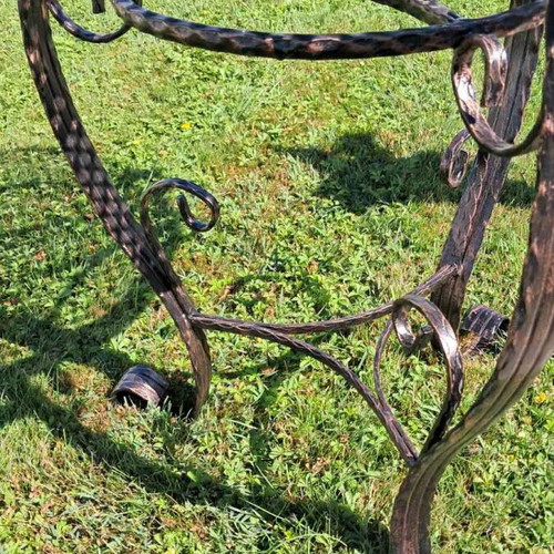 Garden table wrought iron new, handmade with copper patina