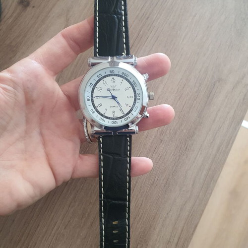 Emporio Armani watch black and white like new with leather strap
