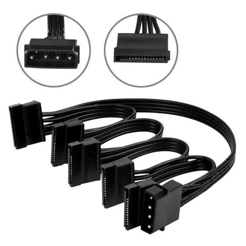 Molex power splitter cable to 5 SATA connectors new