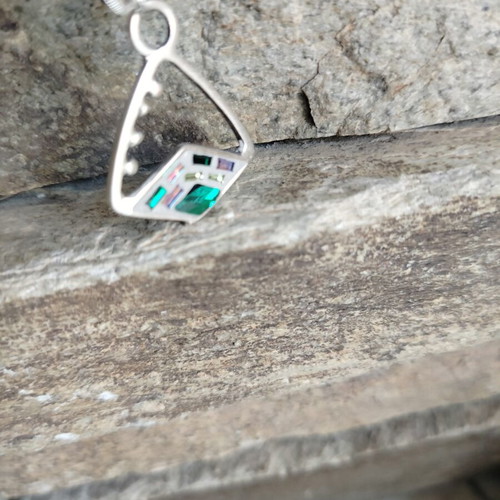 Sea Breeze mosaic necklace handmade with silver plating