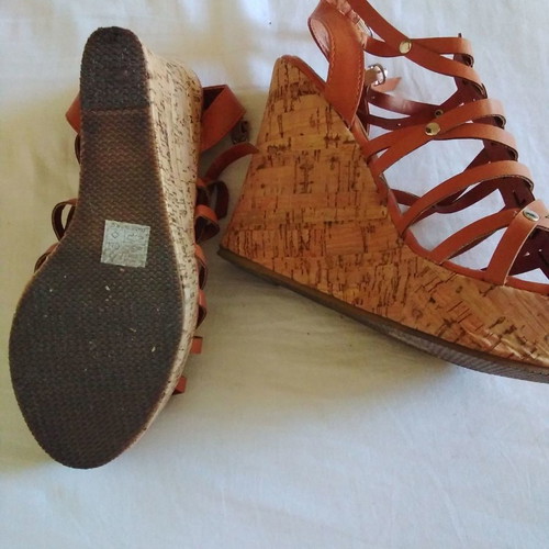 Platform sandals size 39 used, beige, 12 cm heel