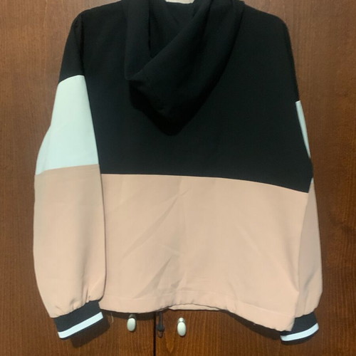 Zara blouse with half zipper and hood like new, black pink