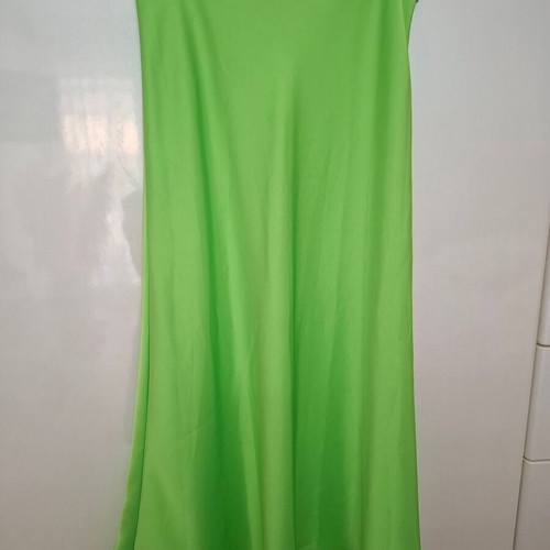Milkwhite green satin flared skirt size L like new