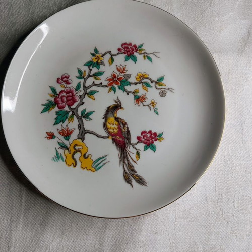 Ionia dessert plate like new with floral design and peacock 16.5 cm