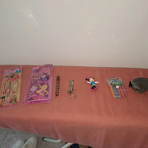 Various pencils and sharpeners with keychain and wallet new